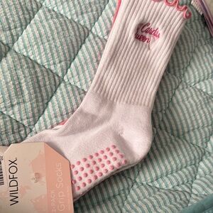 Wildfox White Socks with Pink Details